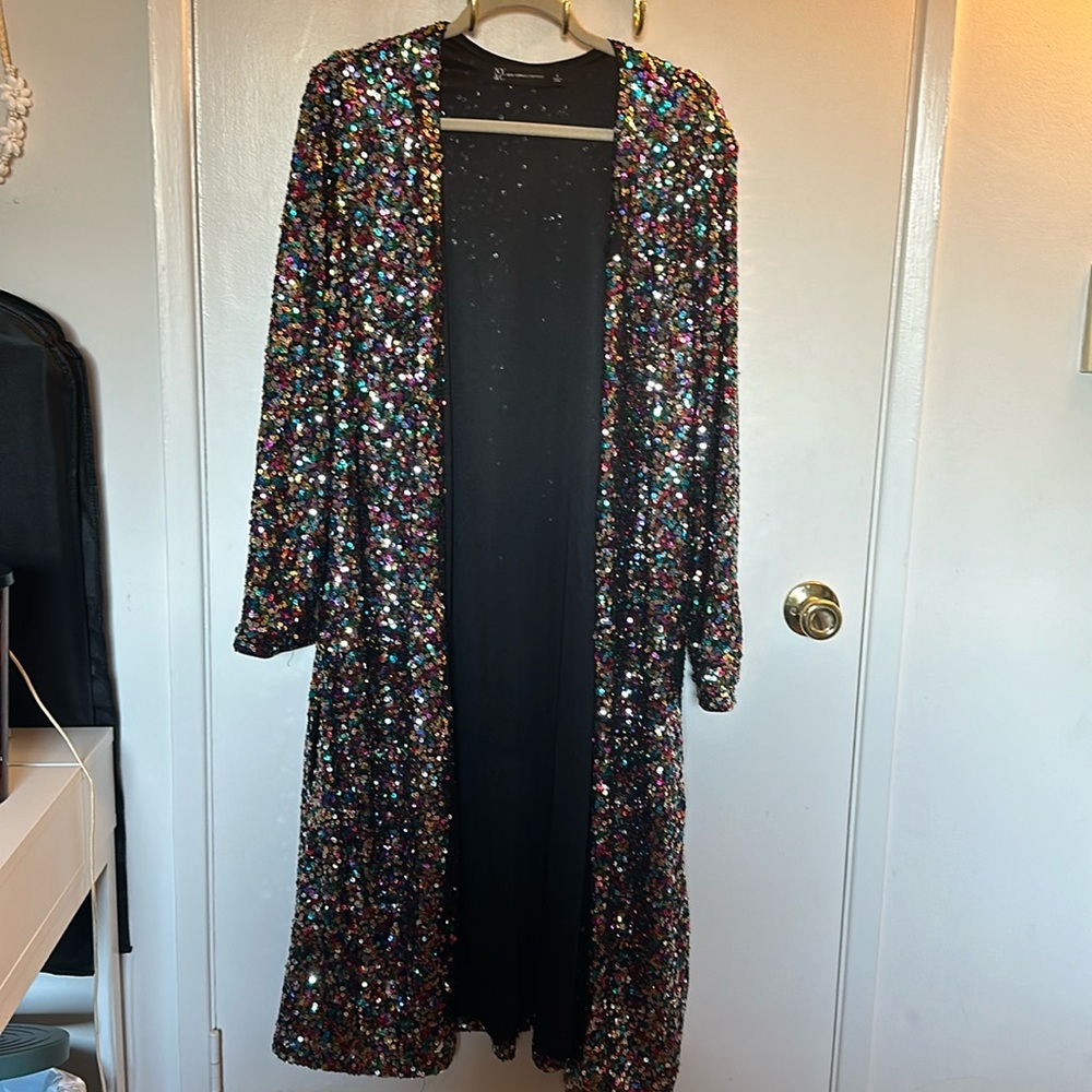 Sequin duster cardigan